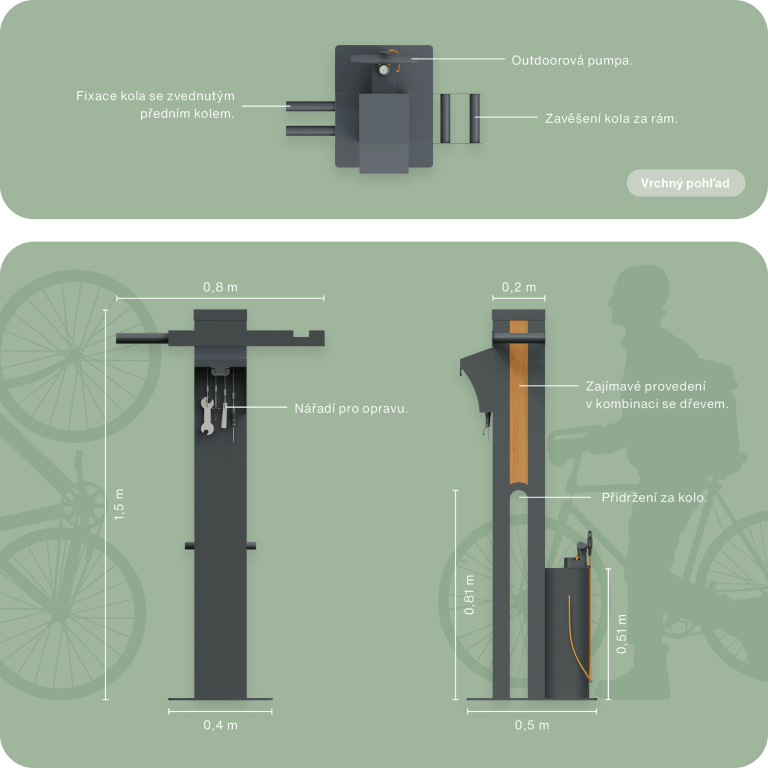 Servisní stojan na kola - Technické parametry